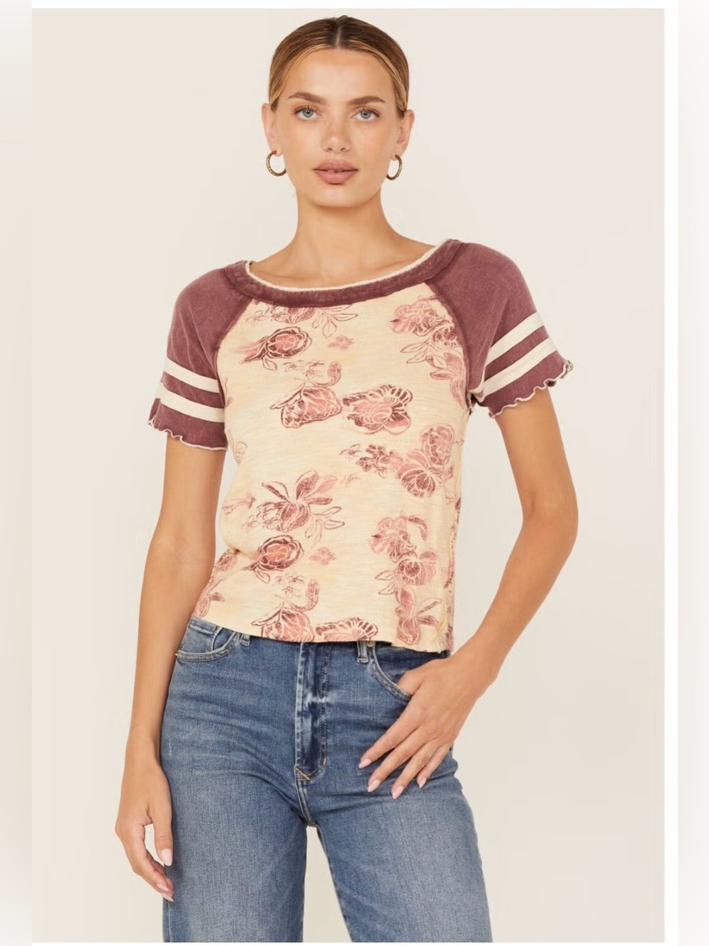 We The Free "Wish You Were Here" Floral Print Tee